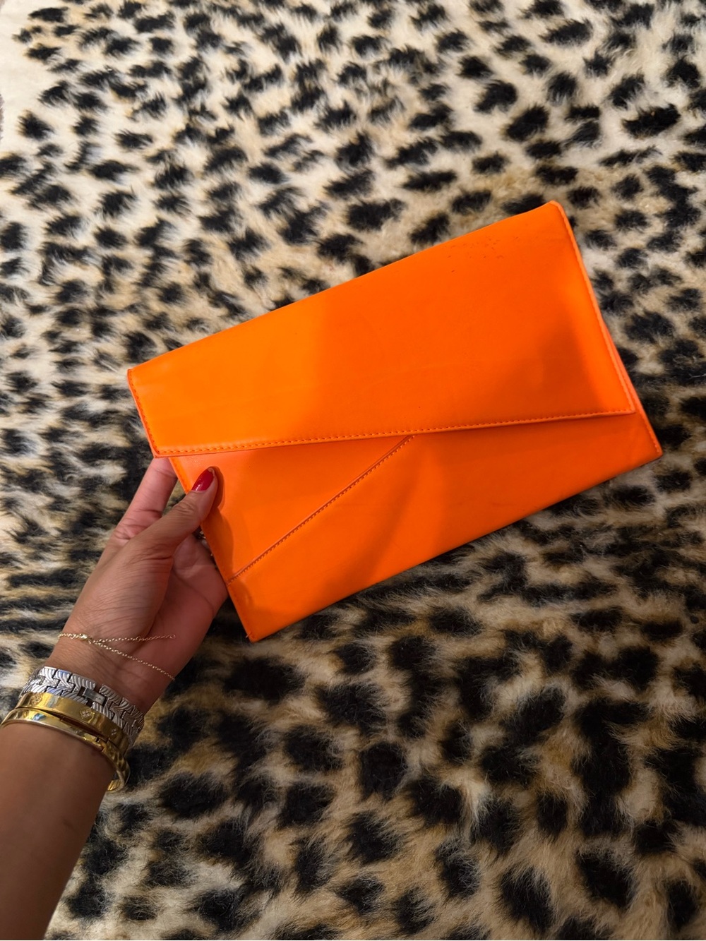 Orange Envelope Clutch Bag - Women